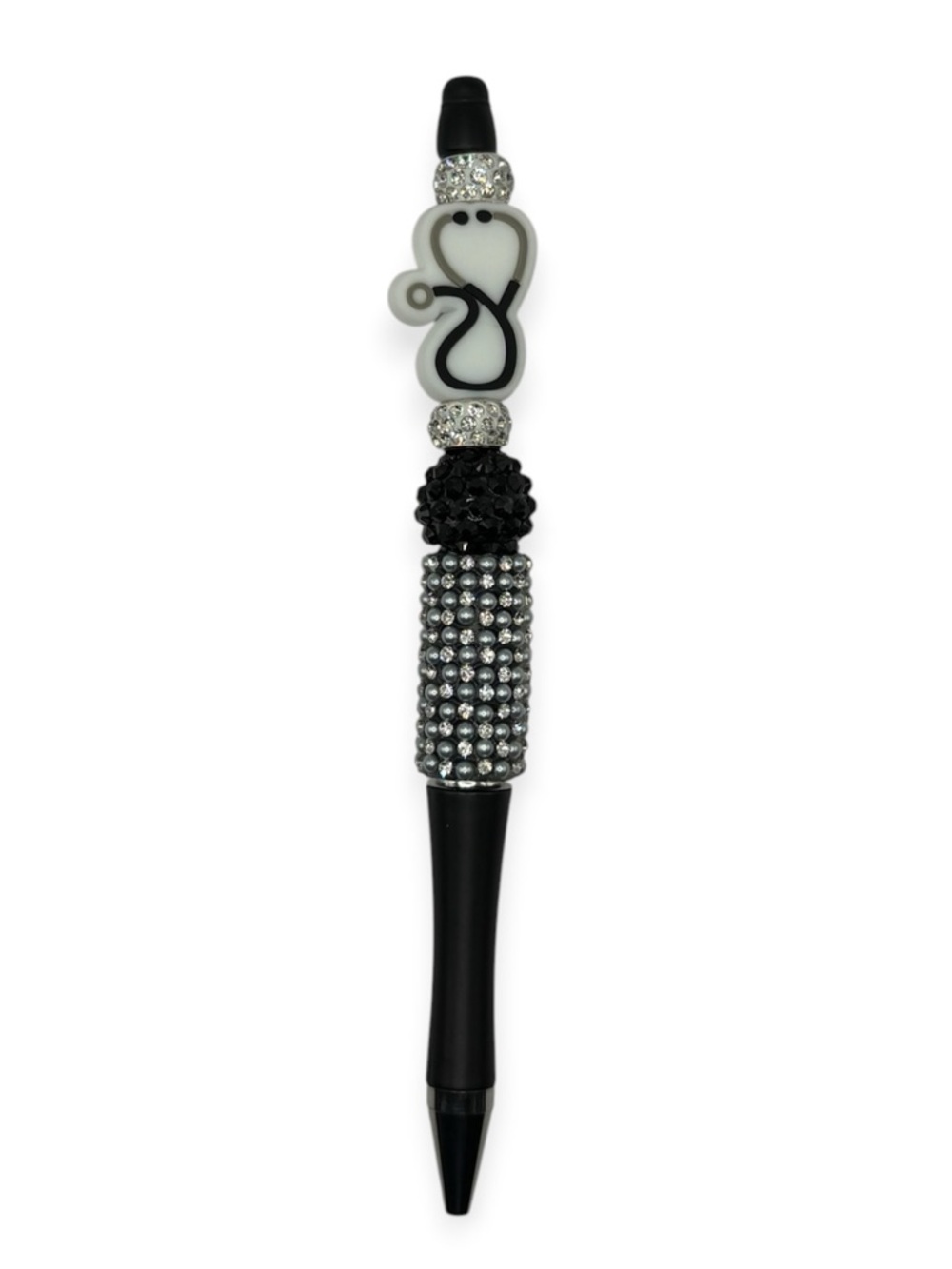 Stethoscope Topper Beaded Pen in Black